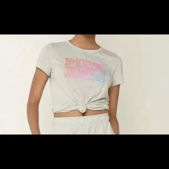 Victoria’s Secret PINK Heather Grey Pink Neon Bubble Gradient Size XL - Picture 2 of 13